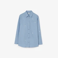 Oversized Knight Fil Coupé Striped Cotton Shirt in Cornflower blue - Women | Burberry® Official