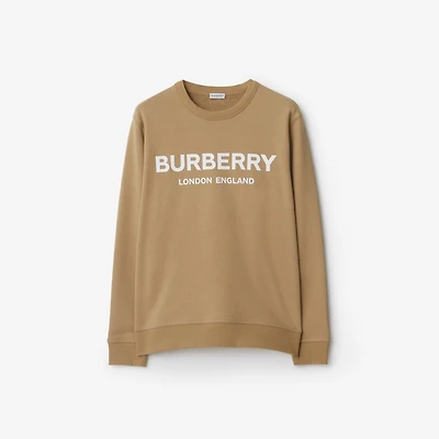 Logo Cotton Sweatshirt in Archive beige - Men | Burberry® Official