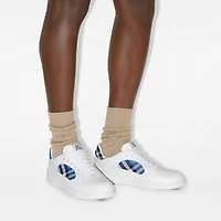 Leather and Check Terrace Sneakers​ in White/hyacinth - Men | Burberry® Official