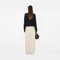 Check Epaulette Wool Cashmere Blend Sweater in Black - Women | Burberry® Official