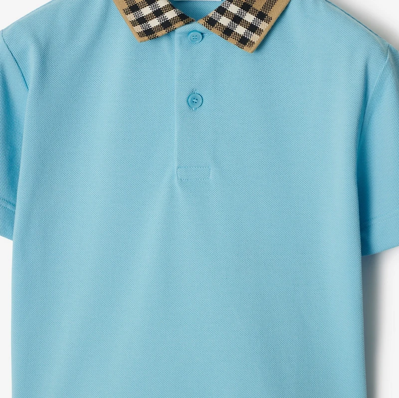 Check Collar Cotton Polo Shirt in Lizard | Burberry® Official