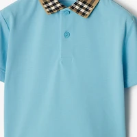 Check Collar Cotton Polo Shirt in Lizard | Burberry® Official