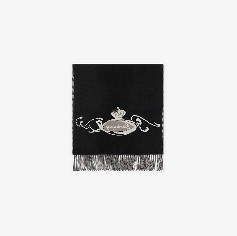 Castle Cashmere Scarf in Monochrome | Burberry® Official