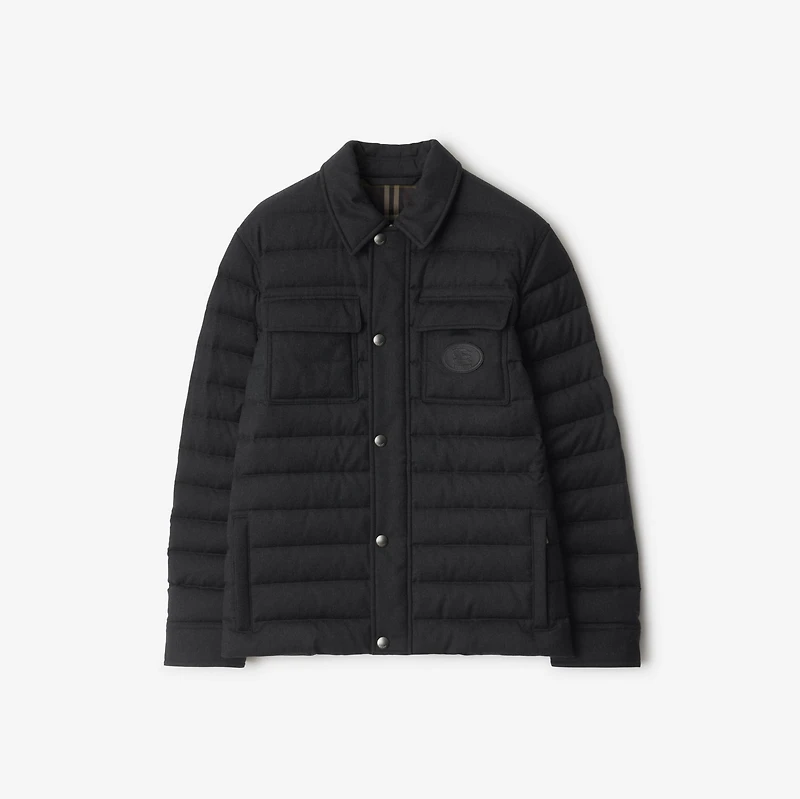 Wool Flannel Padded Overshirt in Charcoal grey - Men | Burberry® Official