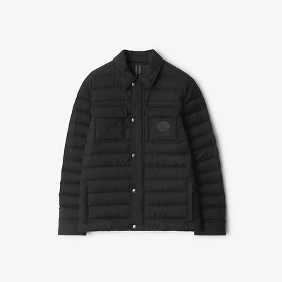 Wool Flannel Padded Overshirt in Charcoal grey - Men | Burberry® Official