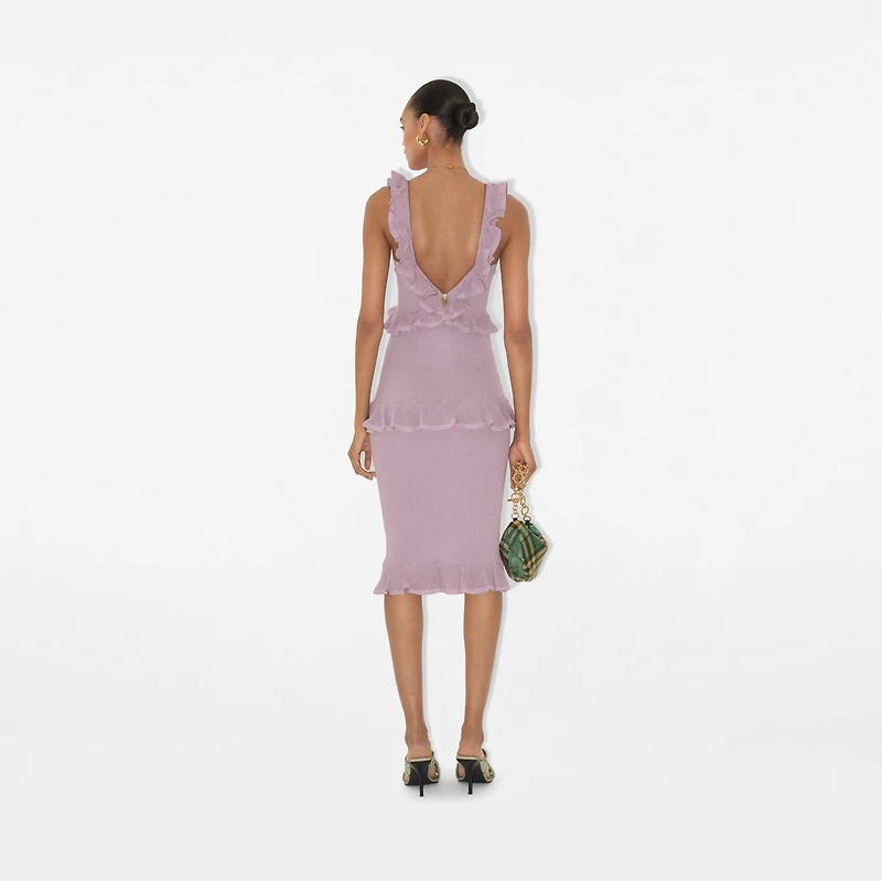 Ruffled Silk Blend Dress in Wisteria - Women | Burberry® Official