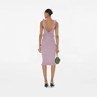Ruffled Silk Blend Dress in Wisteria - Women | Burberry® Official