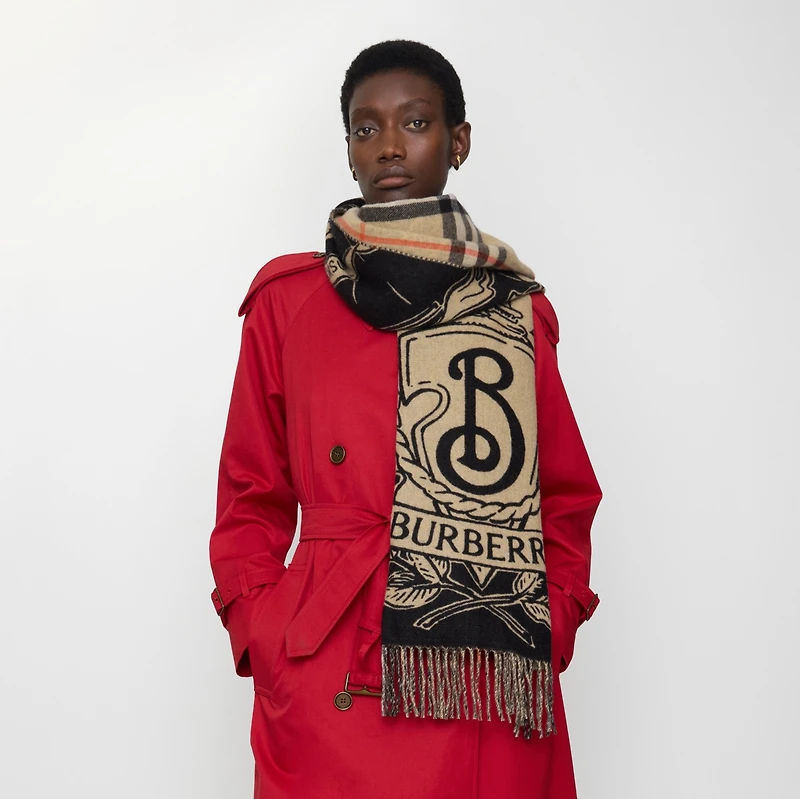 Wide Reversible Stormy Knight Scarf in Sand | Burberry® Official