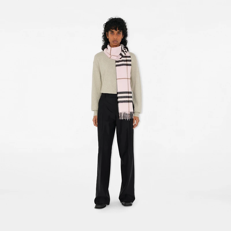 Check Cashmere Scarf in Pale candy pink | Burberry® Official