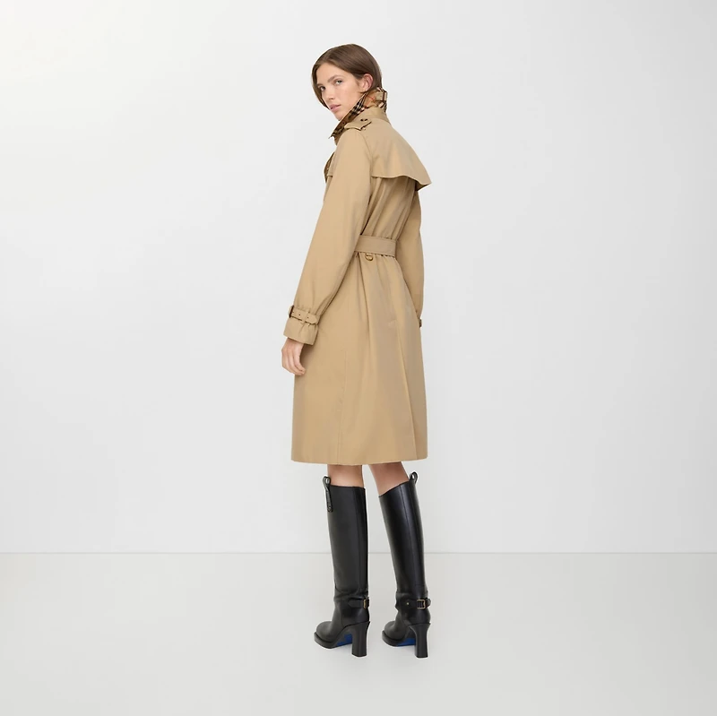 Long Kensington Heritage Trench Coat in Honey beige - Women, Cotton Gabardine | Burberry® Official