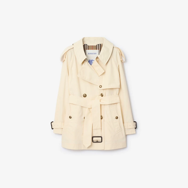 Short Lightweight Cotton Fitzrovia Trench Coat in Ceramic white - Women | Burberry® Official