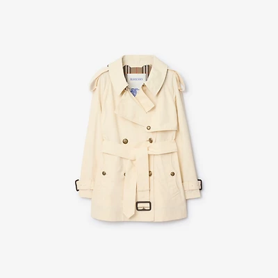 Short Lightweight Cotton Fitzrovia Trench Coat in Ceramic white - Women | Burberry® Official