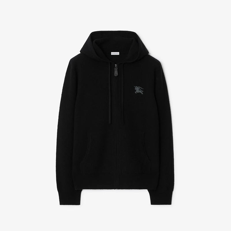 Wool Zip Hoodie in Black - Men, Cashmere | Burberry® Official