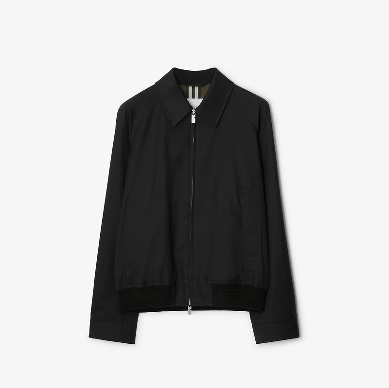 Gabardine Harrington Jacket in Black - Men, Cotton | Burberry® Official