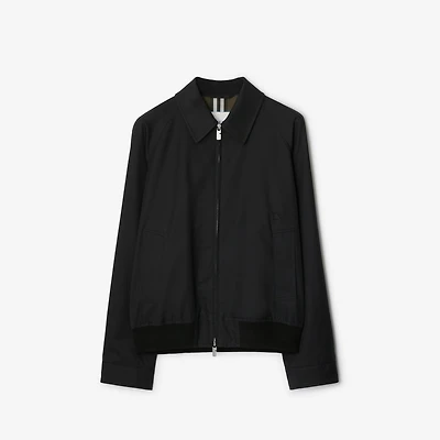 Gabardine Harrington Jacket in Black - Men, Cotton | Burberry® Official