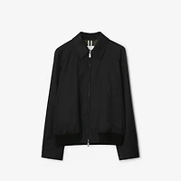 Gabardine Harrington Jacket in Black - Men, Cotton | Burberry® Official