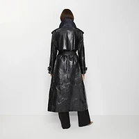 Long Embossed Leather Trench Coat in Silhouette black - Women | Burberry® Official