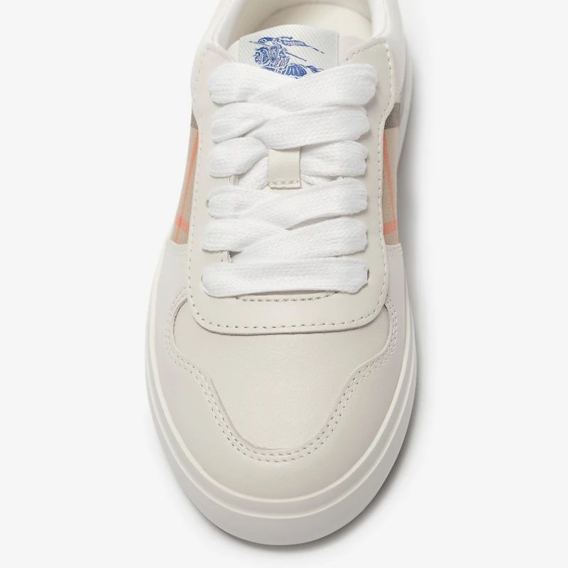 Check and Leather Sneakers in Sand beige - Children | Burberry® Official