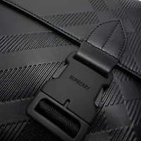 Embossed Check Buckled Messenger Bag​ in Black - Men, Leather | Burberry® Official