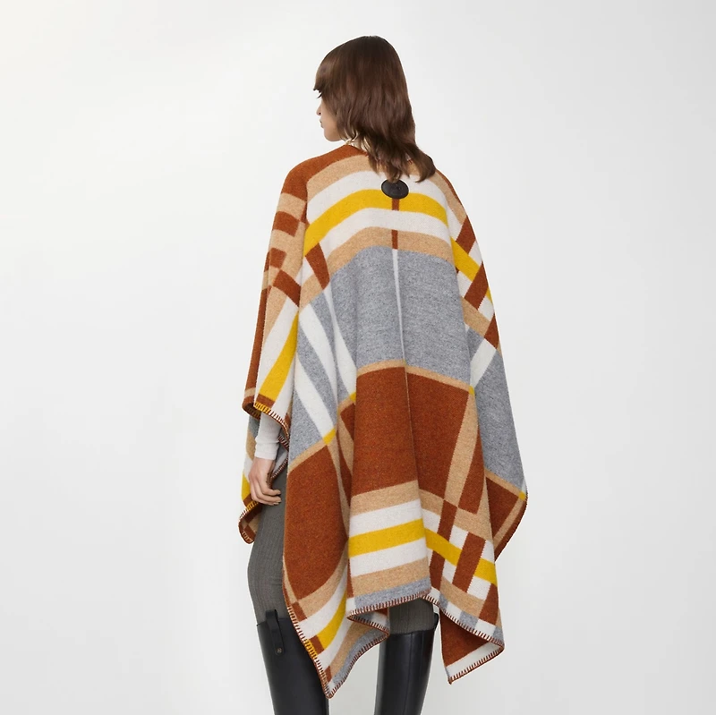 Colour Block Check​ Wool Cape in Cob | Burberry® Official