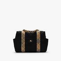 Check Trim Quilted Nylon Baby Changing Bag in Black - Children | Burberry® Official