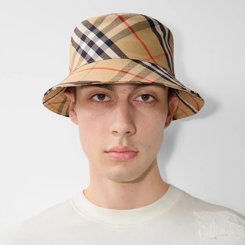 Check EKD Bucket Hat in Sand - Men | Burberry® Official