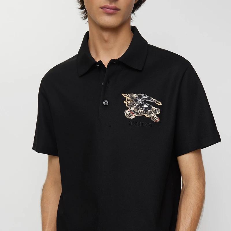EKD Check Cotton Polo Shirt in Black - Men | Burberry® Official