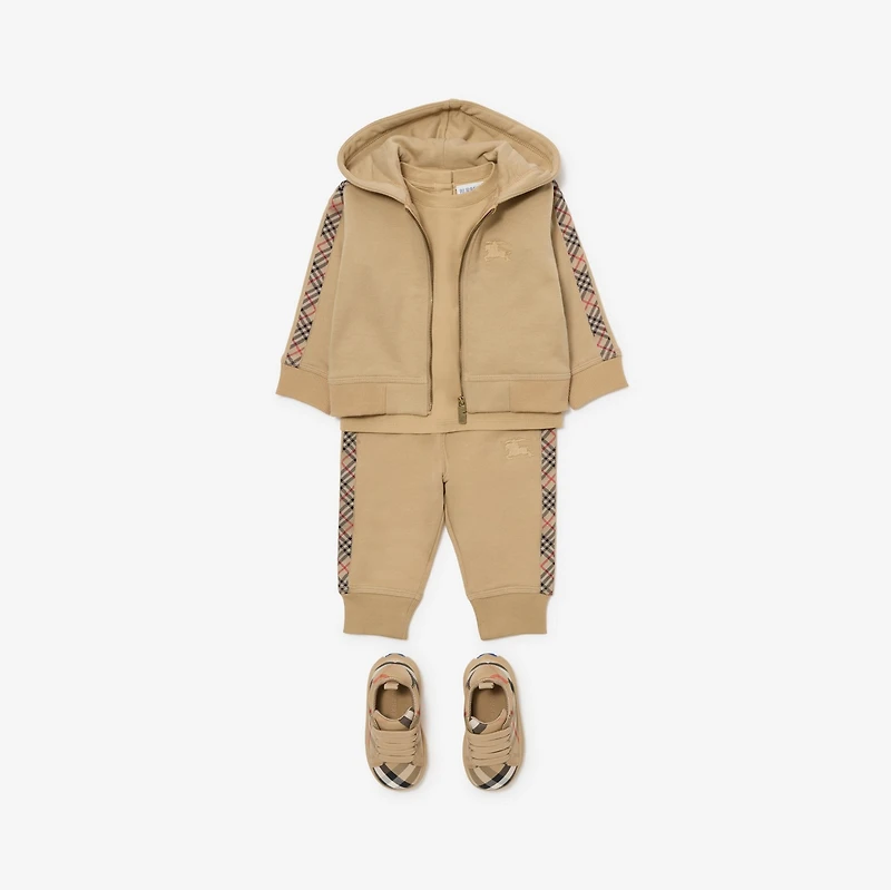 Check Trim Cotton Jogging Pants in Sand | Burberry® Official