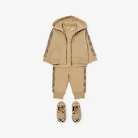 Check Trim Cotton Jogging Pants in Sand | Burberry® Official