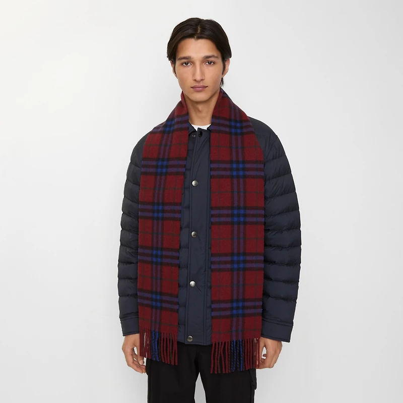 Narrow Check Cashmere Scarf in Sash red | Burberry® Official