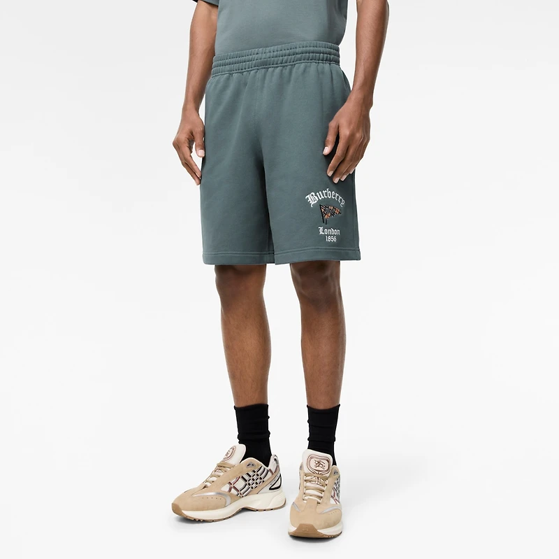 Check Flag Cotton Short in Seafarer blue - Men | Burberry® Official