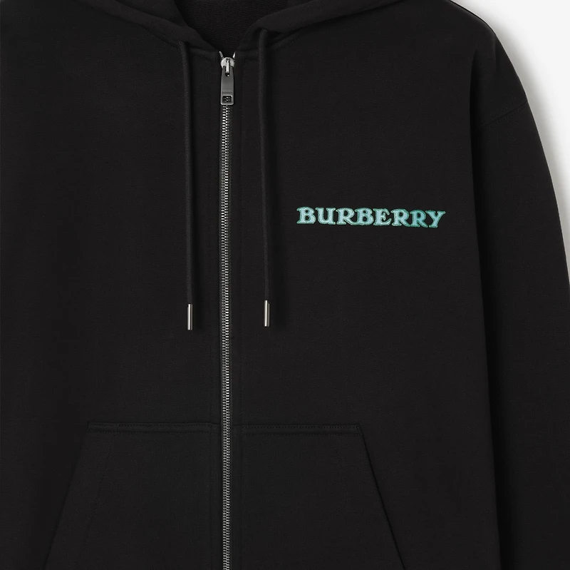 Heritage Logo Cotton Zip Hoodie in Black - Men | Burberry® Official