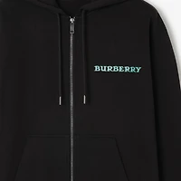 Heritage Logo Cotton Zip Hoodie in Black - Men | Burberry® Official