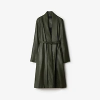 Leather Wrap Coat in Shale - Women | Burberry® Official