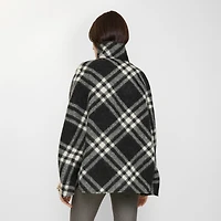 Check Wool Poncho in Black | Burberry® Official