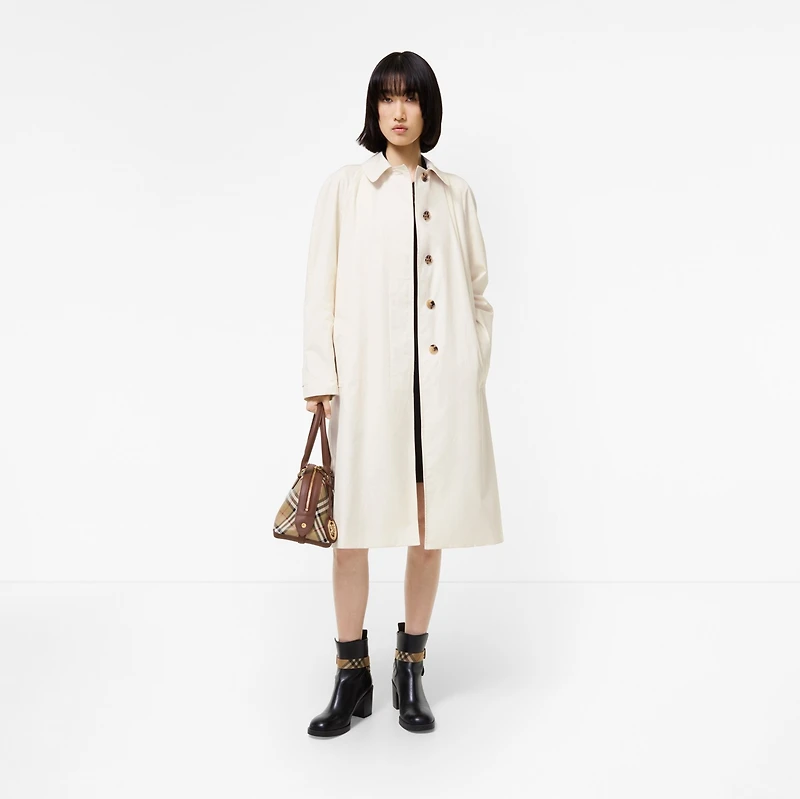 Long Tropical Gabardine Tickhill Car Coat in Tundra white - Women | Burberry® Official