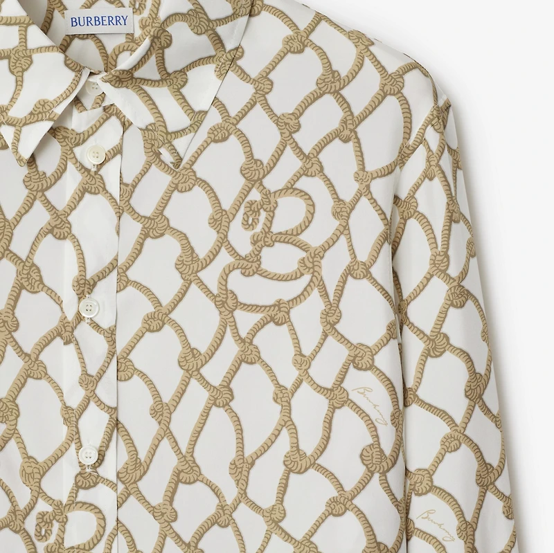 Knot Silk Shirt in Thatch - Women | Burberry® Official