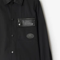 Leather Trim Nylon Cotton Overshirt in Black - Men | Burberry® Official