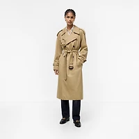 Long Castleford Trench Coat in Beige - Women, Cotton Gabardine | Burberry® Official