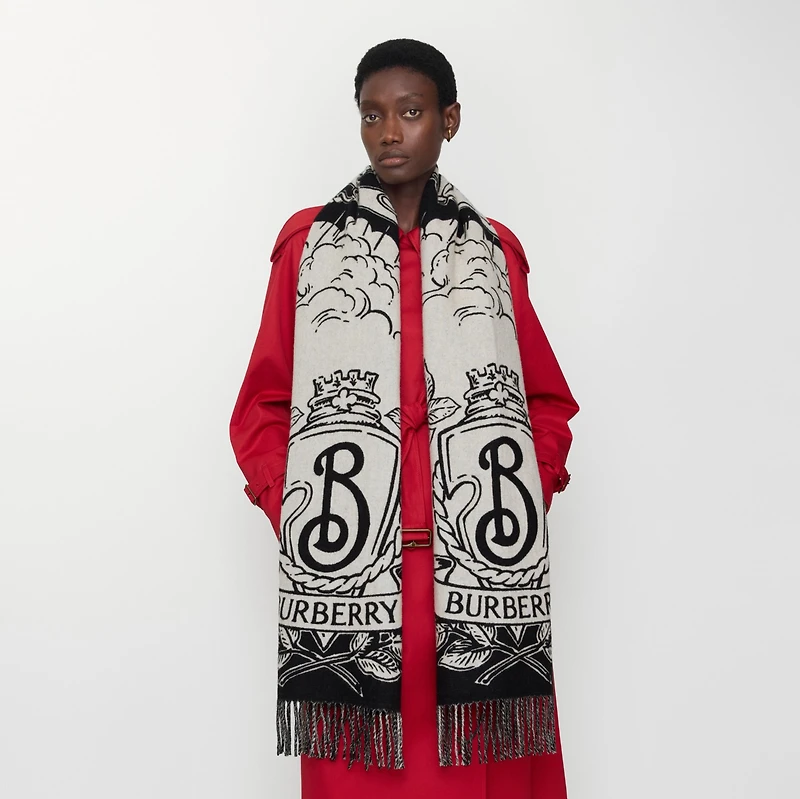 Wide Reversible Stormy Knight Scarf in Black/calico | Burberry® Official