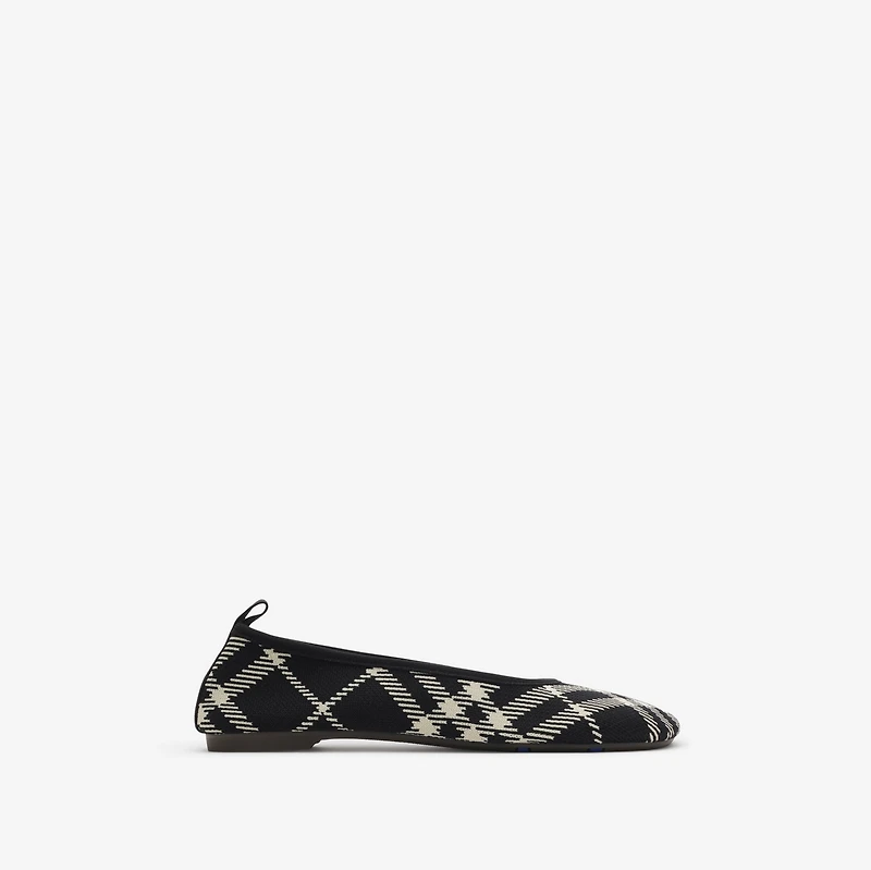 Check Knit Baby Ballerinas in Black/calico - Women | Burberry® Official