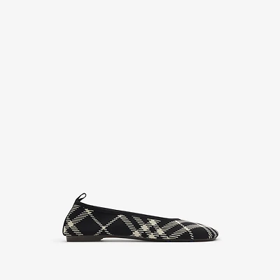 Check Knit Baby Ballerinas in Black/calico - Women | Burberry® Official