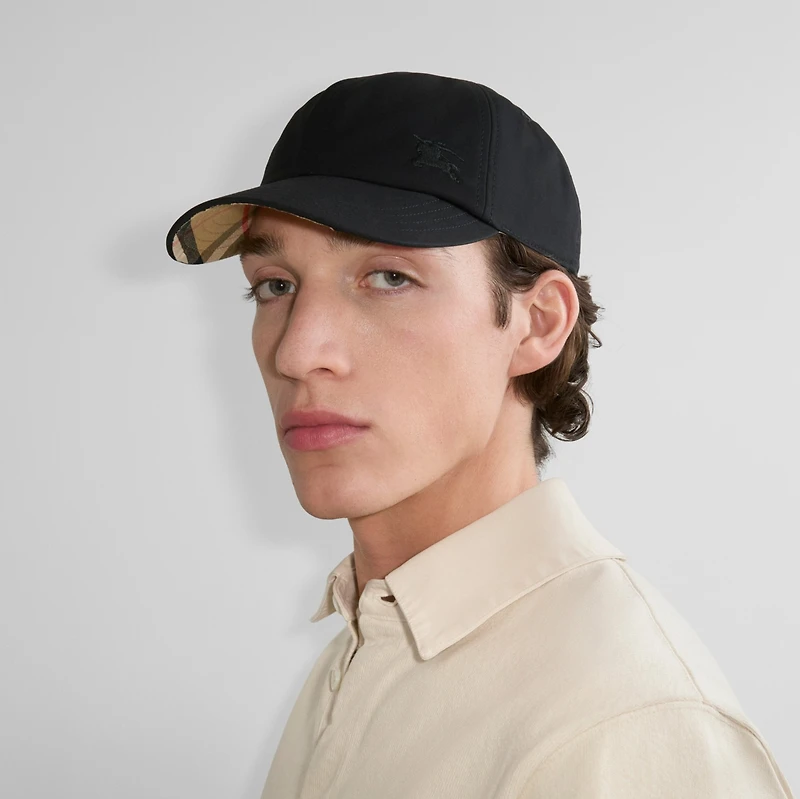 Gabardine Baseball Cap in Black/sand
