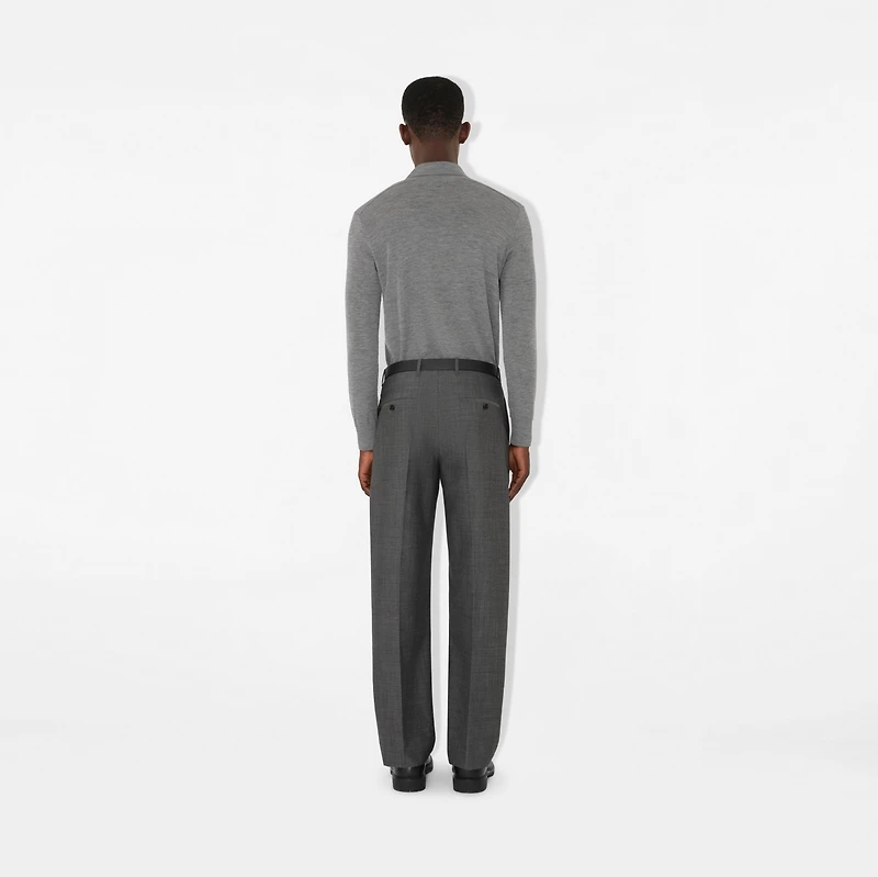 Long-sleeve Wool Polo Shirt in Grey - Men | Burberry® Official