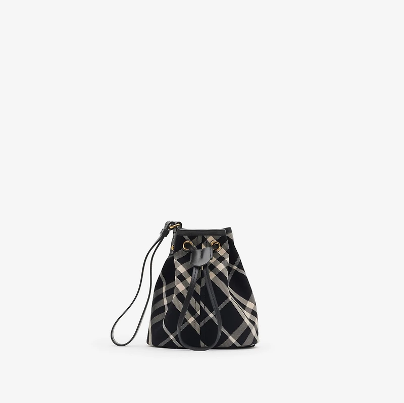 Check Drawstring Pouch in Black/calico - Women | Burberry® Official