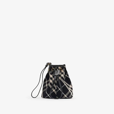 Check Drawstring Pouch in Black/calico - Women | Burberry® Official