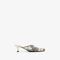 Check Woven Leather Cameo Mules in Light beige - Women | Burberry® Official