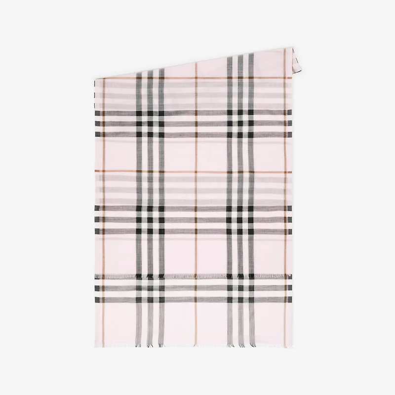 Check Wool Silk Scarf in Pale candy pink | Burberry® Official