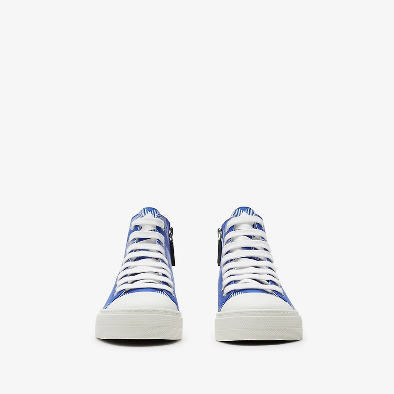 Check Gabardine High-top Sneakers in Knight - Children | Burberry® Official
