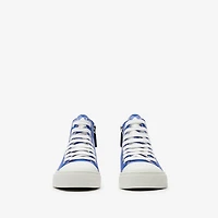 Check Gabardine High-top Sneakers in Knight - Children | Burberry® Official